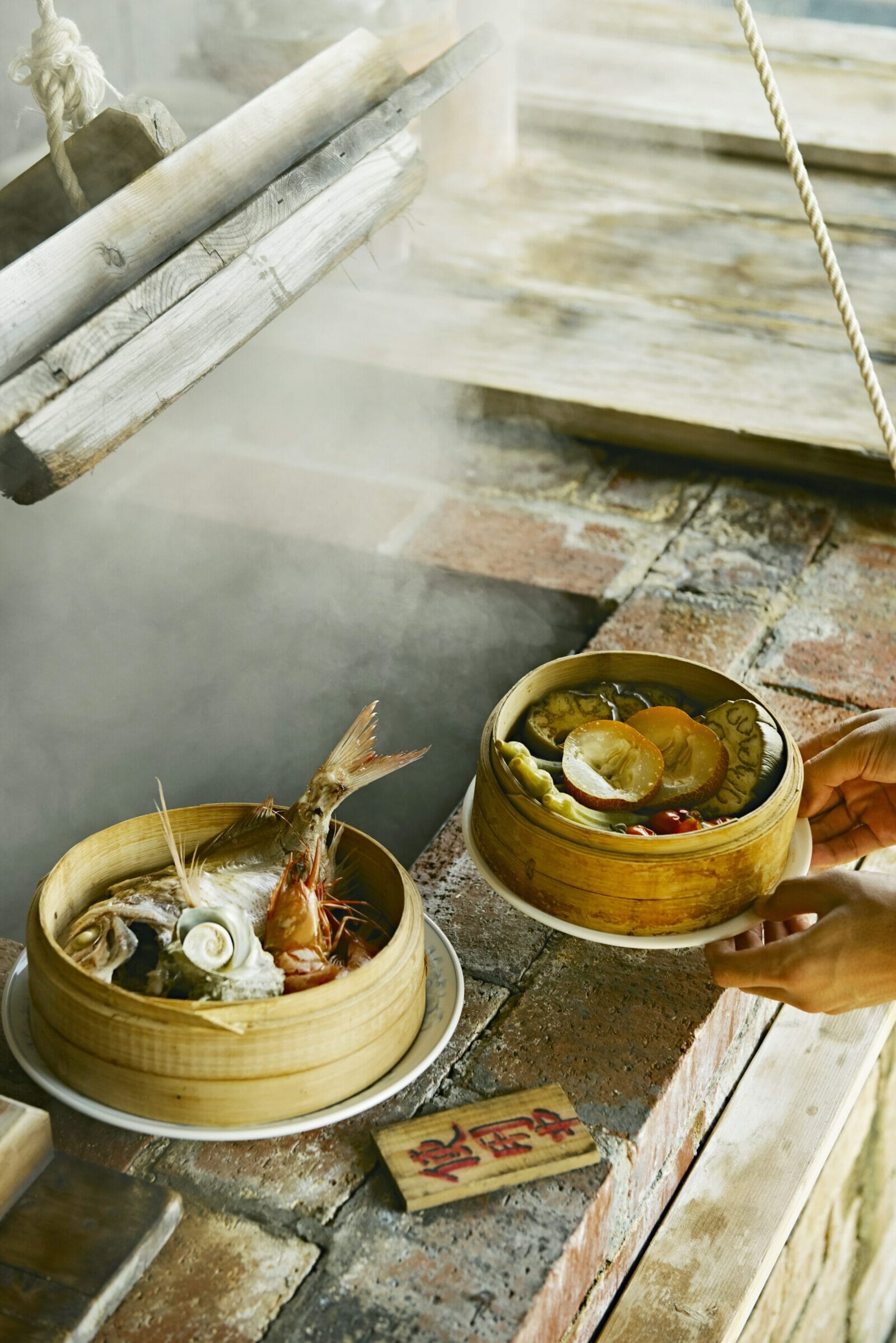 蒸した野菜と海鮮