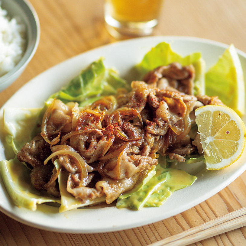 キャベツが主役の、しょうが焼き。
