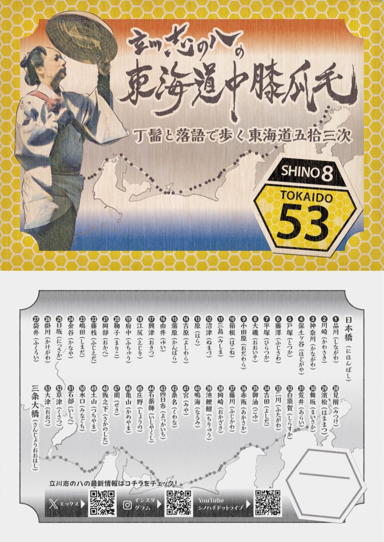 「~丁髷と落語で歩く東海道五拾三次~ 立川志の八の東海道中膝瓜毛」をチェック。