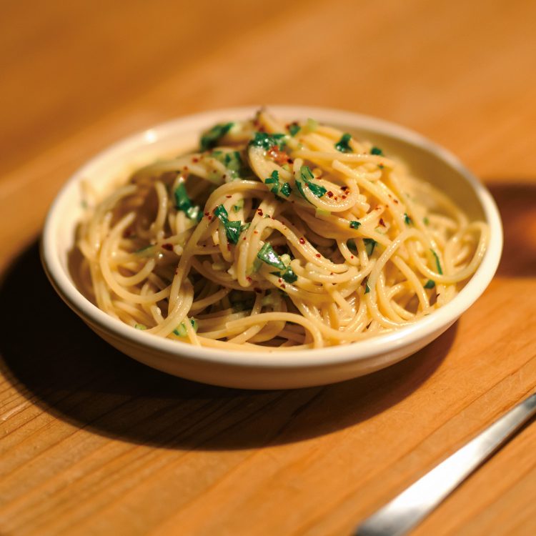 にんにくをコンフィにする、ペペロンチーノ。